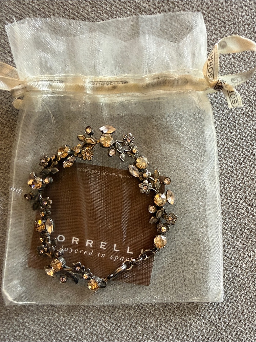 Sorrelli Silver and Gray Crystal Floral Bracelet - Picture 2 of 2